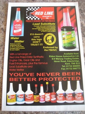 RED LINE SYNTHETISCHES ÖL WASSERFEUCHTER BESSER GESCHÜTZT 1999 WERBUNG A4 FEILE 58