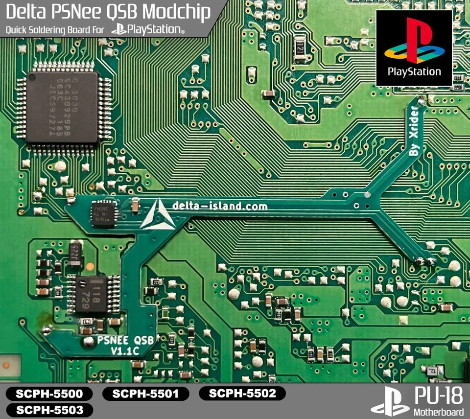 PS1 Modchip Puce PU-18 SCPH-5501 SCPH-5502 5503 - Import and backup region free - Photo 3/4