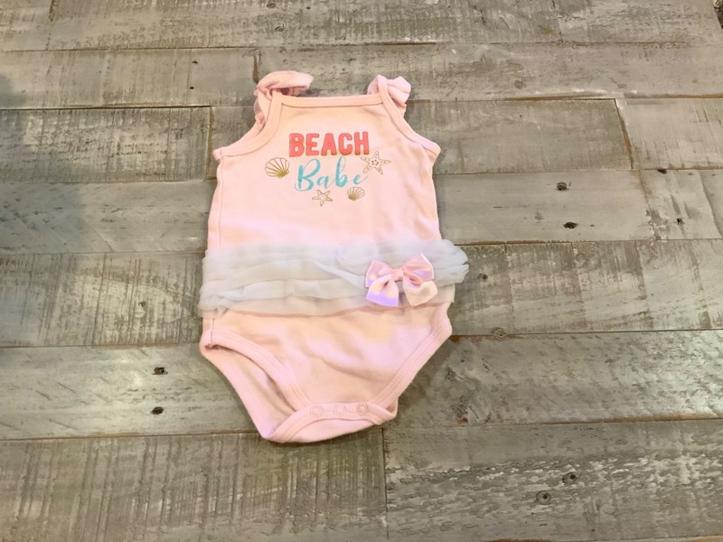 Girls Little Treasure bodysuit size 0-3 months sleeveless "Beach Babe"