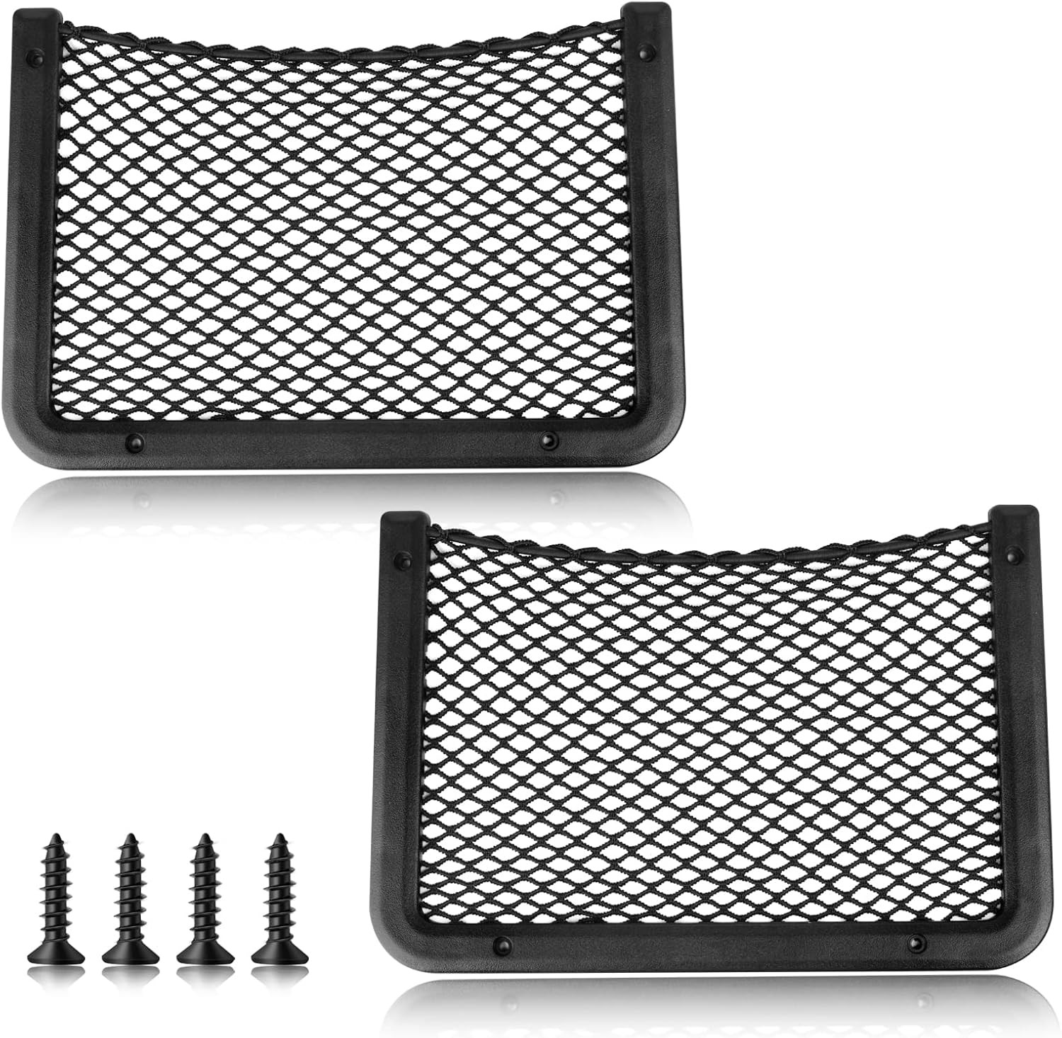 ABS Plastic Frame Car Cargo Net with Mesh Storage Bags (2-Pack, 12 x 7.9 inches)