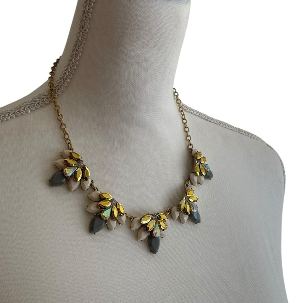 J.Crew Statement Necklace Featuring Gray Taupe & … - image 1