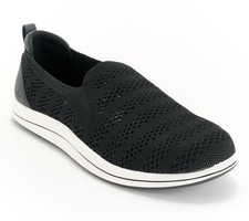 Clarks Cloudsteppers Perforated Slip-On Sneaker Breezey Izzy Black 8/W New