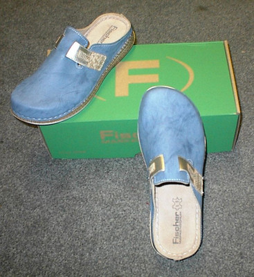 Hausschuh, Clog Fischer-Markenschuh jeans / hellblau 0642/55 Größe 39