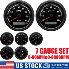 7 Gauge Set 85mm Gps 80mphtacho 8000rpm52mm Fueltempoilvolttrim Gauge