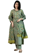 GoSriKi Women's Rayon Blend Printed Straight Kurta with Pant & Dupatta