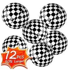 Inflatable Monster Truck Checkered Beach Balls 12 Inches Black and White Fla...