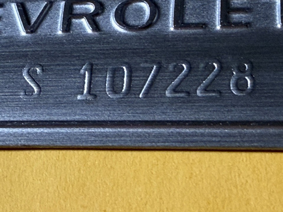 CHEVY ‘CHEVROLET DD’ DOOR DASH TAG DATA SERIAL NUMBER PLATE **EMBOSSED ...
