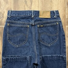 Vintage Made In USA 80s Lee Dark Wash Denim Blue Jeans