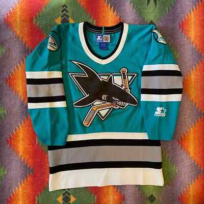 VINTAGE SAN JOSE SHARKS STARTER JERSEY SIZE MEDIUM