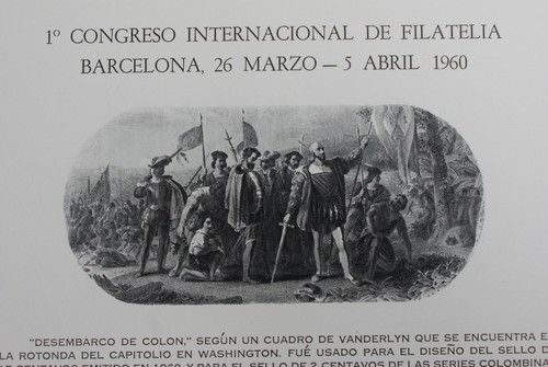 Souvenir Card PS 1 Barcelona 1960 Vignette of Landing of Columbus - Picture 2 of 3