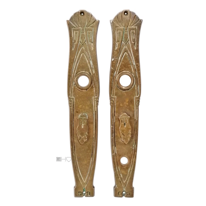 Plaques Longues Art Nouveau Anciennes Poignées De Porte Verrou 17,5Mm 68 - Photo 1/1