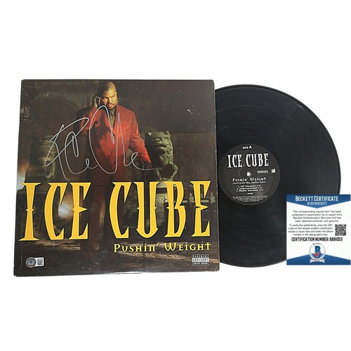 Ice Cube Autograph Pushin Weight Vinyl Record Album Cover Beckett Nwa Signed Ebay
