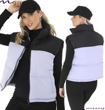 womens SHORT GILET BODYWARMER LADIES COAT PUFFER JACKET 8-16