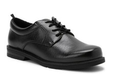 Wonder Nation Youth Boy's Dress Shoes Size 1 Solid Black Lace-Up Uniform Shoes