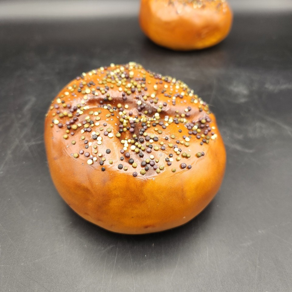 Lot of 3 Faux Seeded Bread Round Rolls Fake Food Display Rustic eBay