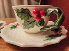 Lefton Rare Vintage Holly Berry Teacups and Saucers Numbered — photo 3