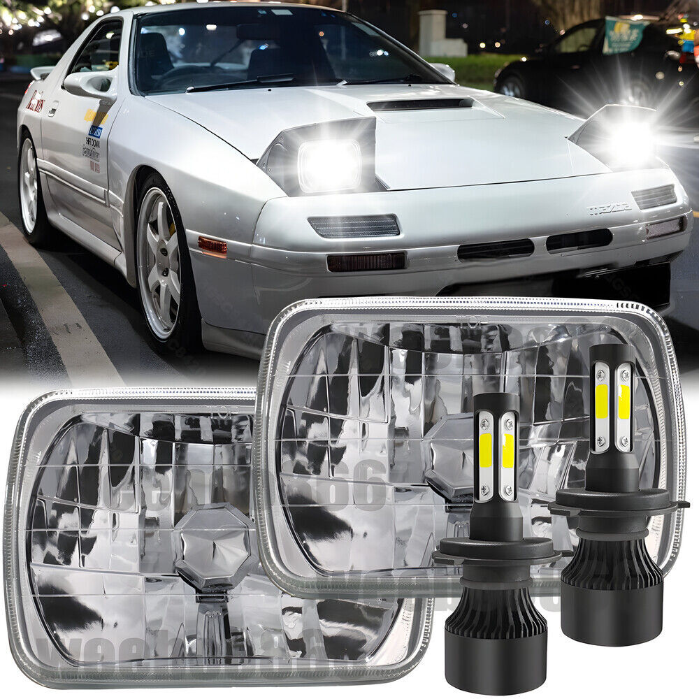 Mazda RX-7 1986-1991 LED Headlights H4 6000K Hi/Lo Beam 5x7 7x6 Inch