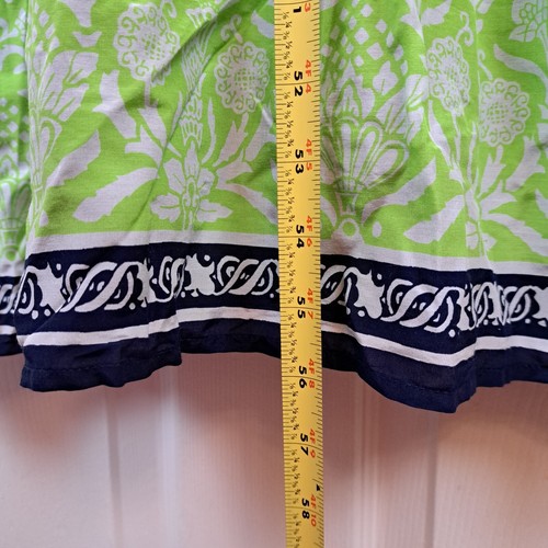 NEW C Wonder Pineapple Scroll Border Maxi Dress Cotton Silk Blue Size L - Picture 3 of 13