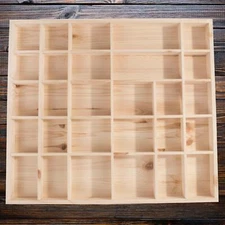 Wooden Display Cabinet Wall Trinket Shelf | 28 Compartments | 45 x 40 x 3.5 cm