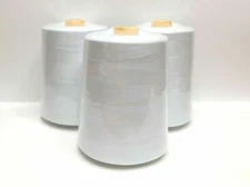 3 Pcs. 12,000 Each Yards Sewing Machine Polyester Threads overlock Cones  White