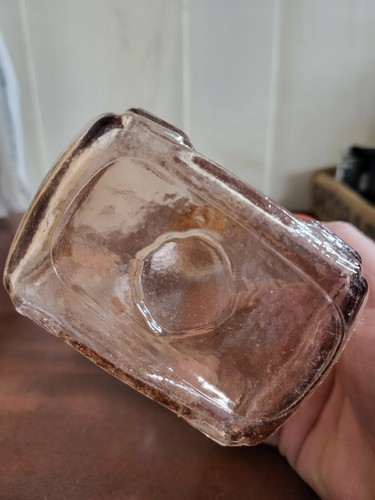 Vintage Wheaton Pink Glass Bottle & Cork Horse Shoe Medicine Co 7.5"+ - Picture 3 of 4