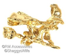 Witch Charm Flying on Broomstick Halloween Pendant EP Gold Plated Guarantee