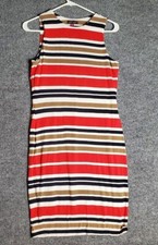 Vince Camuto Small Red White Blue Tan Sheath Sleeveless Knee Length Dress A20
