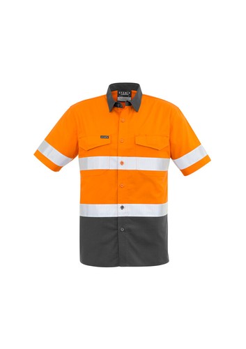 Syzmik Mens Rugged Cooling Hi Vis Spliced Short Sleeve Shirt W/ Reflective Tapes - Bild 8 von 9