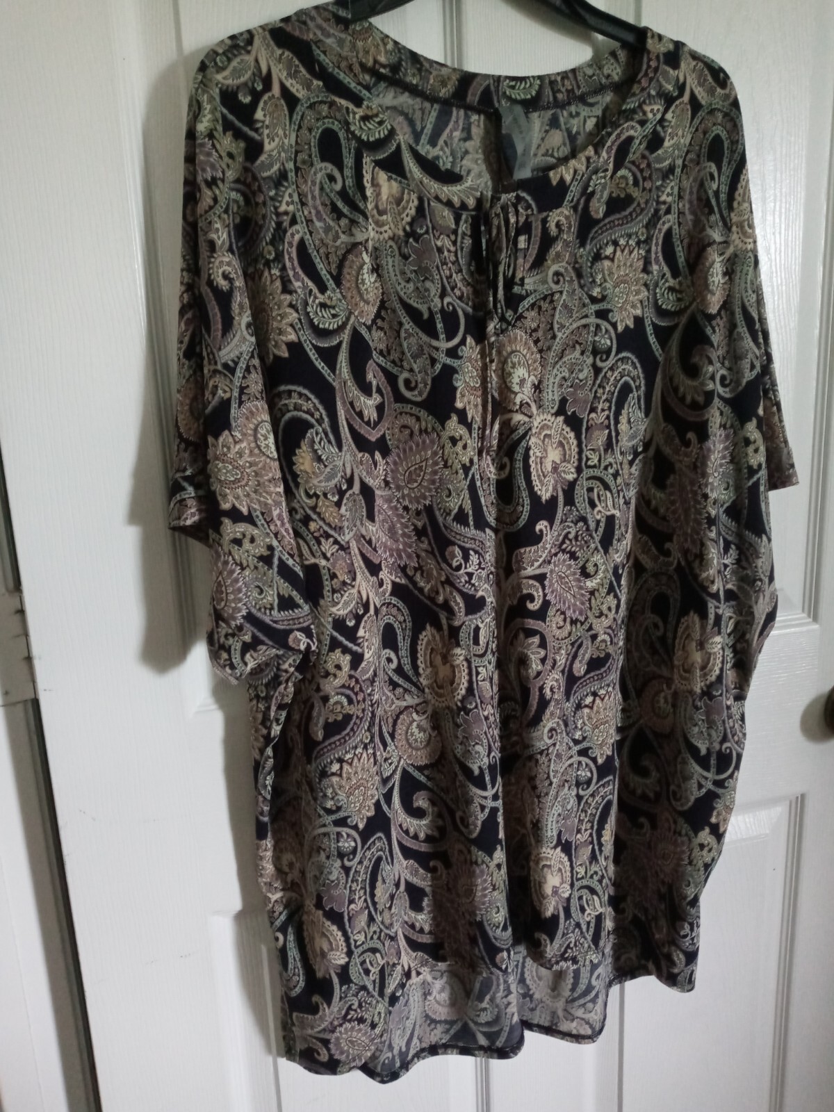 Honeyme Curvy Paisley Top Plus Size XXXL Tunic tie Stretch short sleeve |  eBay