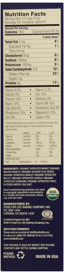 Cereales orgánicos para desayuno paquete de 16 onzas de 6 kosher veganos sin lácteos Foto 4 de 4