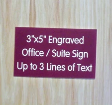Custom Engraved 3x5 Burgundy Plaque Sign | Add Your Wording | Adhesive Backing