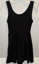 Lush Size Small Black Ribbed Knit Polyester Blend Skater Dress Sleeveless Short