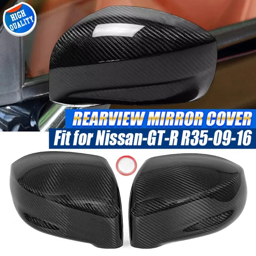 For Nissan GT-R R35 2009-2016 Real Carbon Fiber Wing Mirror Cover Cap Overlay