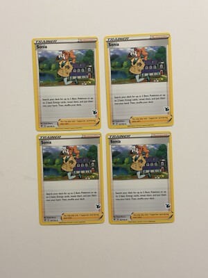 4x Sonia 167/192 Pokemon Eevee Stamped Deck Variant Rebel Clash Playset B