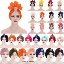 Lady Nigerian Aso Oke Auto Gele Headtie African Turban Cap Head Wrap Bonnet Hat