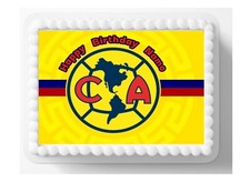 "Topper de imagen comestible Club America para pastel de cumpleaños 1/4 hoja pastel 8""x10"""