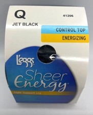 L'eggs Sheer Energy Control Top Energizing Pantyhose Q Jet Black 41206