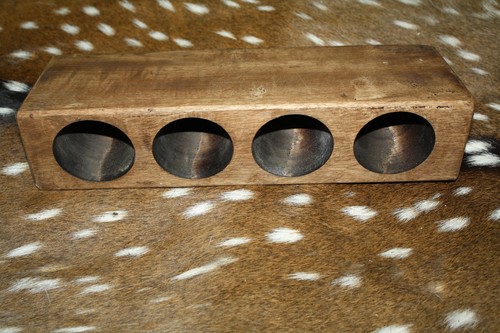 Vintage 8 Hole Wooden Sugar Mold Primitive Candle Holder Rustic Farmhouse Decor