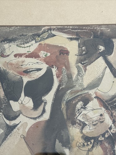 MID CENTURY PAINTING ABSTRACT PEOPLE MODERNISM EXPRESSIONISM LISTED POTESHMAN - Picture 5 of 15