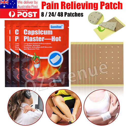 Pain Relieving Capsicum Plaster Patches Muscle Relief Injury Heat Therapy 10x7cm