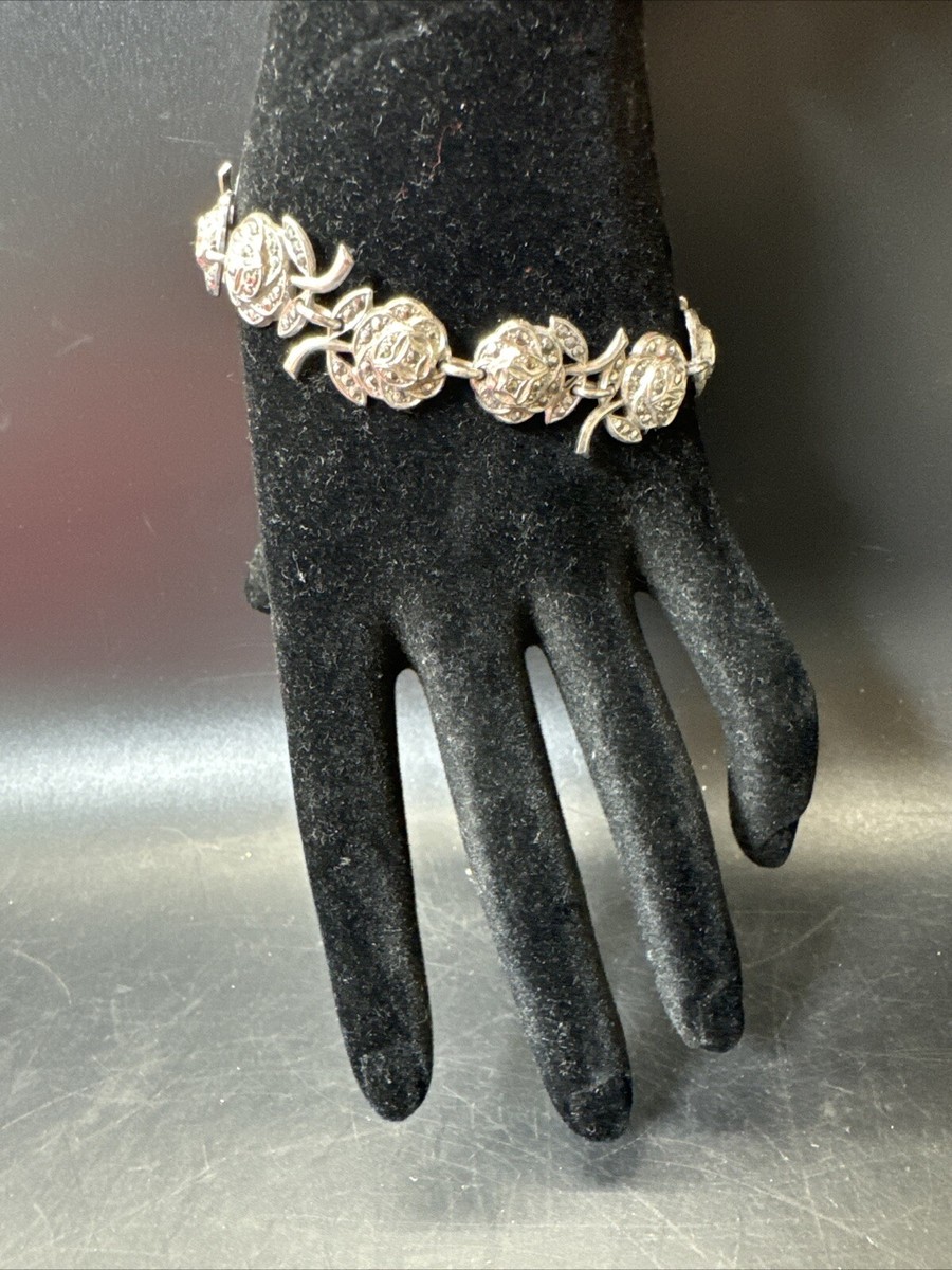 925 Sterling Silver Bracelet With Flowers, 21.4g | eBay