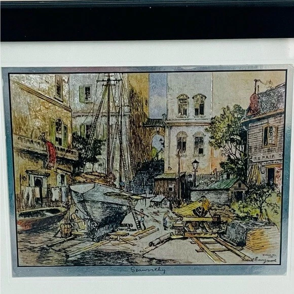 De colección Lionel Barrymore Lámina Color Grabado Marco Impresión Negro Enmarcado Paisaje Arte Foto 3 de 4