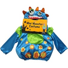 NWT Baby Halloween Costume Mini Monster with Hood 6-12 months Blue Green Orange