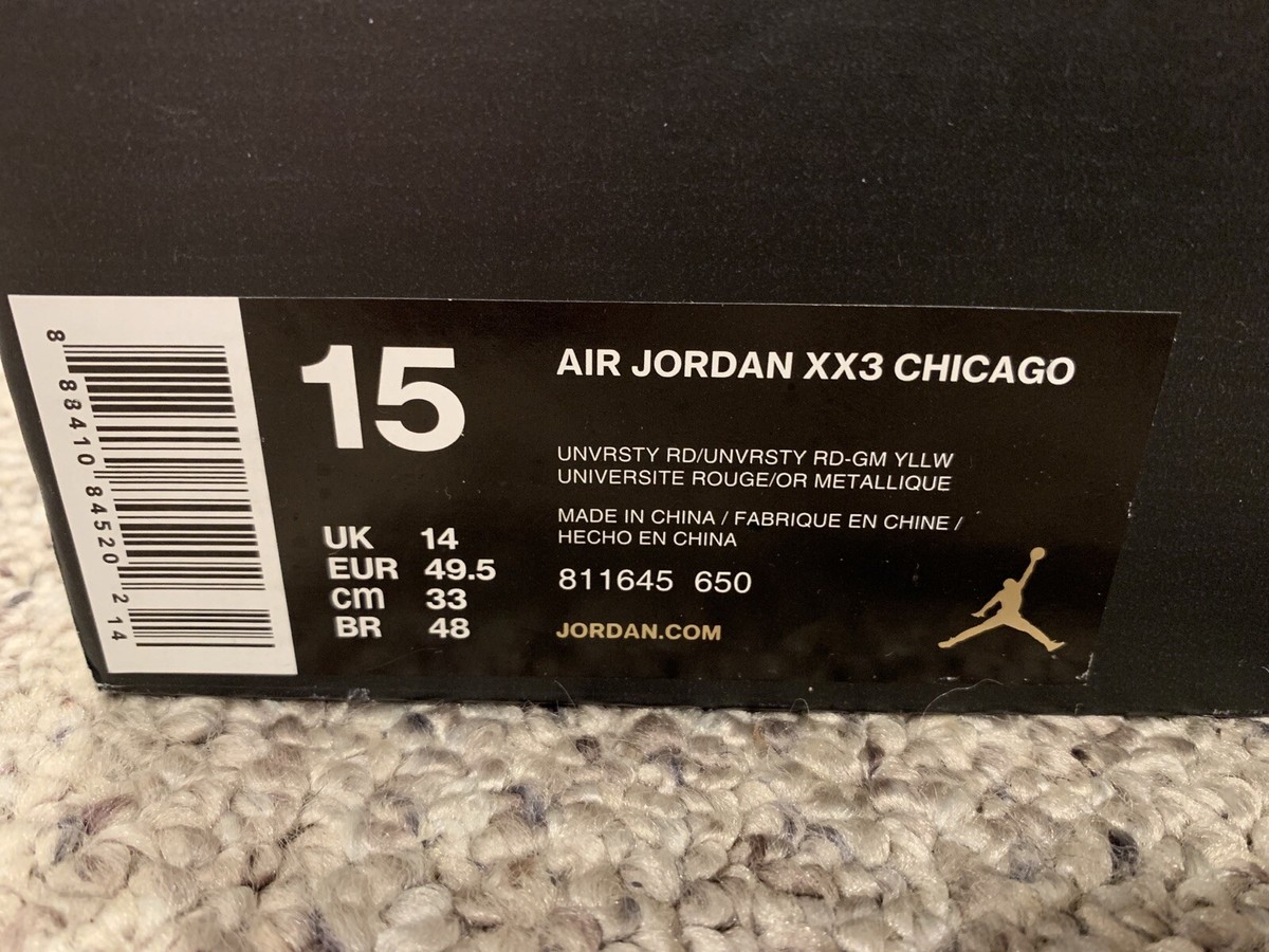 Nike Air Jordan Retro 23 XX3 Chicago Chi City Size 15 Red Gum