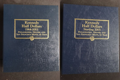 Set of 2 Whitman Kennedy Half Dollars Coin Album Book Number 1 & 2 1964-2023 