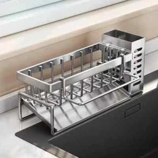 Multifunctional Sink Cleaning Tools Storage Rack Kitchen Stainless Steel Drain