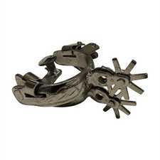 Espuelas charro niño tono plata con diseño grabado/ espuelas charras para niño