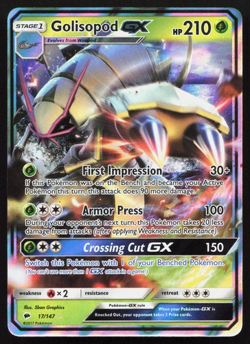 Golisopod GX 17/147 Burning Shadows Pokemon Holo