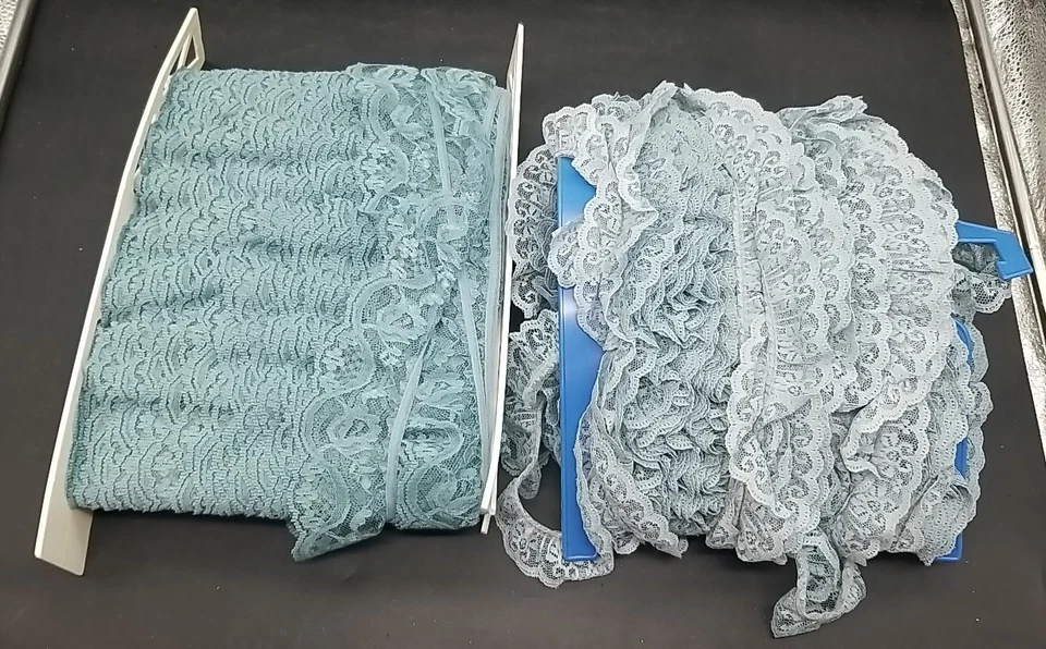 Lot Of 7 Vintage Lace Edging Trim Lace For Sewing & Crafting Blues Greens B3 - Image 3 of 4