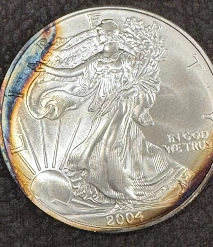 2004 American Silver Eagle - Rainbow Toning - 1oz .999 Fine Silver